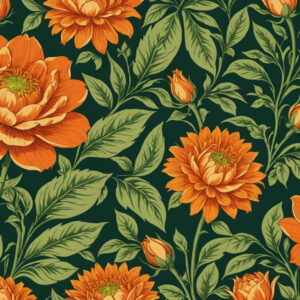 Floral Print Green Orange Multi