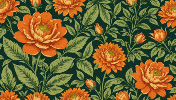 Floral Print Green Orange Multi